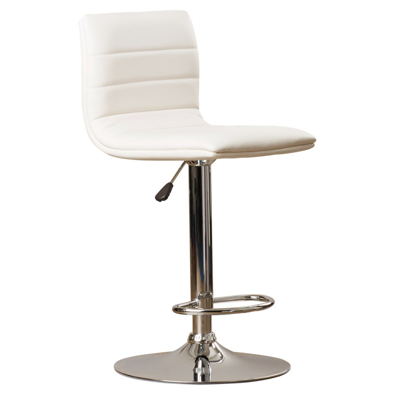 Clift Modern Upholstered Adjustable-Height Barstool with Footrest, White, 2