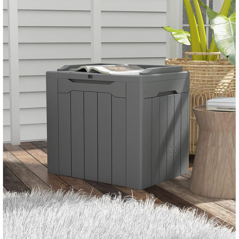 Gray 30 Gallon Lockable Weather-Resistant Plastic Deck Box