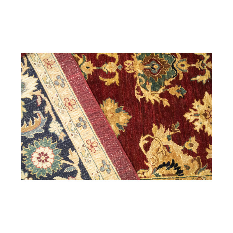 Tapis rouge et noir noué à la main de haute qualité