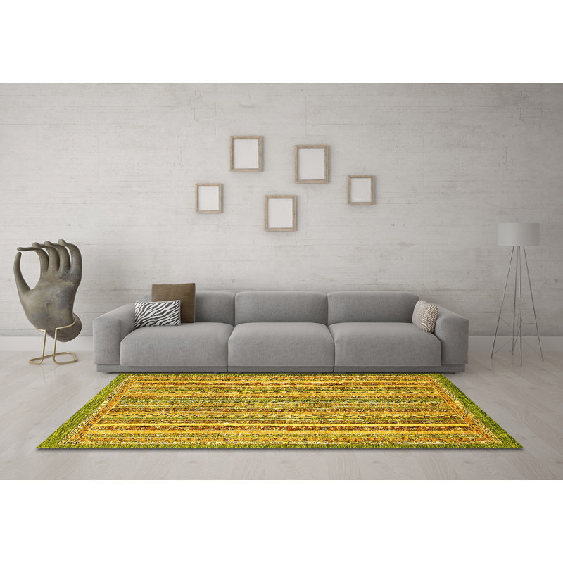 Tapis abstraits jaunes lavables à la machine 539, Rond 5 pi