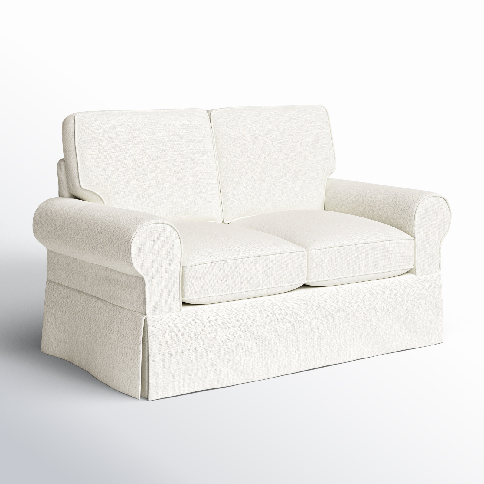 Porter 62'' Slipcovered Loveseat, Drusky Moonglow Sustain® Basketweave