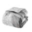 Édredon 3 pièces en coton double / grand gris avec imprimé botanique, rembourrage et 2 taies décoratives, coton, lavage en machine pour un entretien de routine rapide, entretien