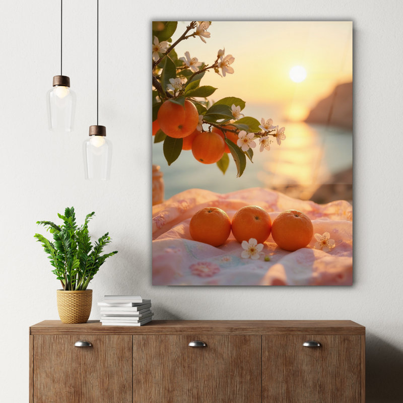 Art mural orange en verre trempé, H 12 po x l 8 po