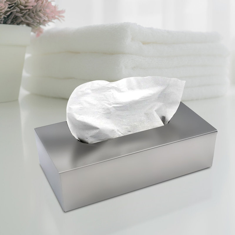 Couvercle de boîte à mouchoirs en acier inoxydable élégant, support décoratif à finition antirouille pour la maison et le bureau