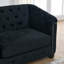 Canapé Chesterfield moderne en velours, dossier capitonné, accoudoirs cloutés et 2 coussins.-1763057933-1763057935