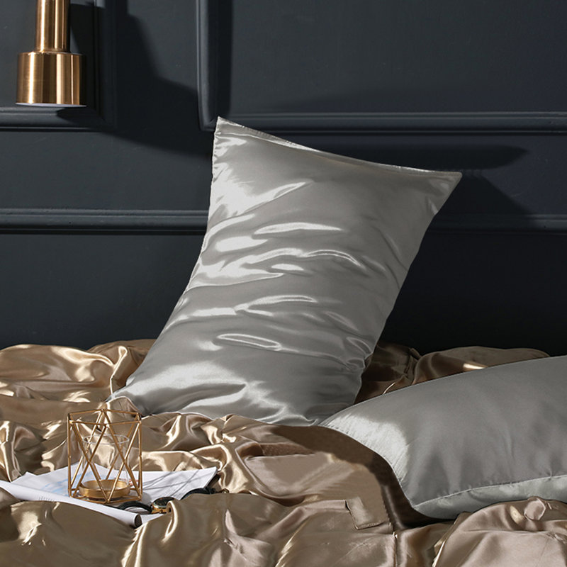 Pillowcases, Satin Luxurious Pillowcases with Envelope Closure - NTBAY, King, Gray