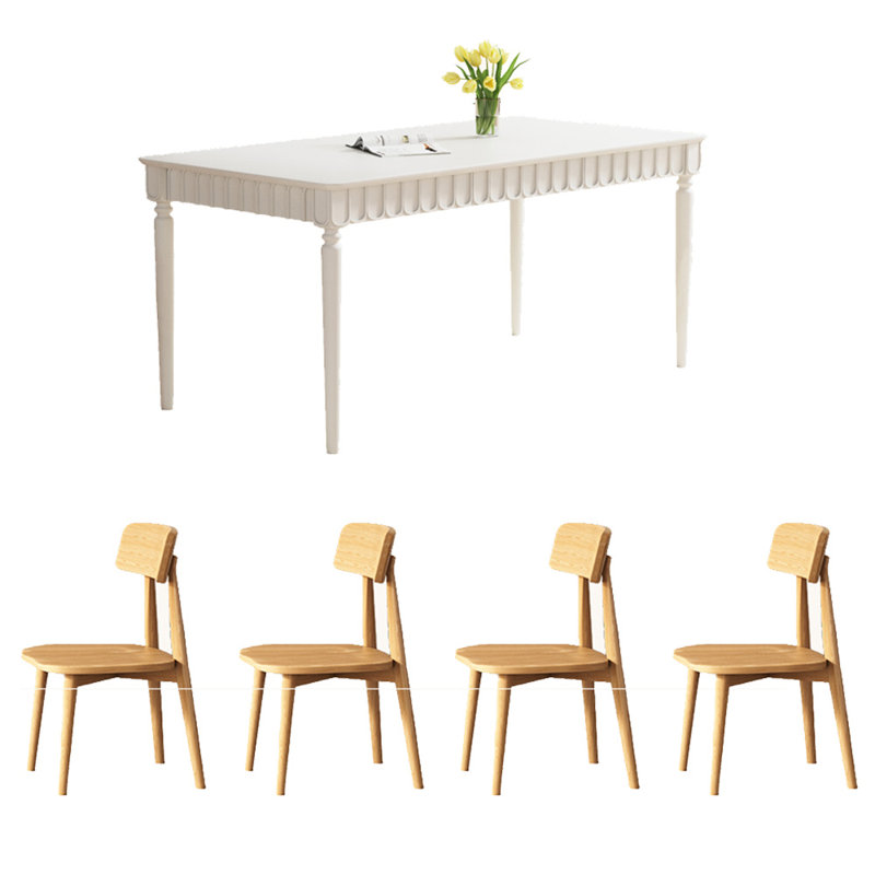 Ensemble de table de salle à manger Vintage, Blanc, H 27,56 po x L 55,12 po x l 31,5 po, Blanc