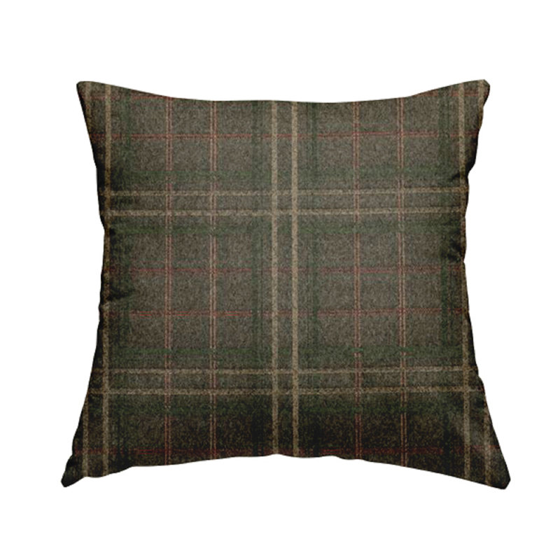 Kirkbride Plaid Square Cushion, 55cm H x 55cm W x 5cm D, Brown/Green