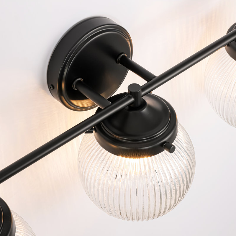 Éclairage pour salle de bain 3 lumières à intensité variable en verre, Noir mat