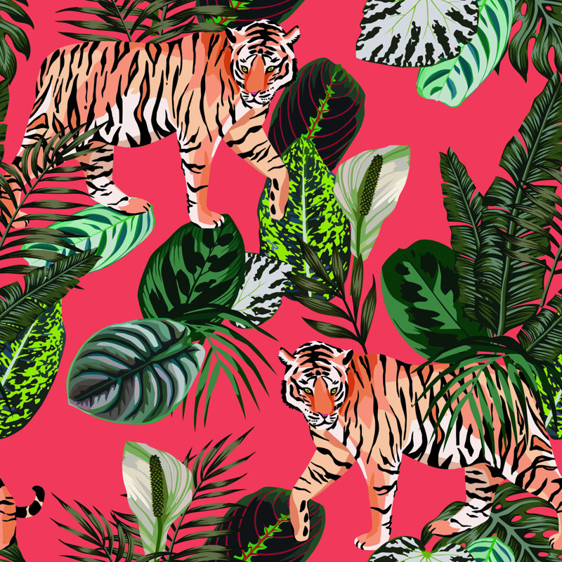 Rouleau de papier peint Barkley Tiger in The Tropical Jungle, L 10,42 po x l 25 po