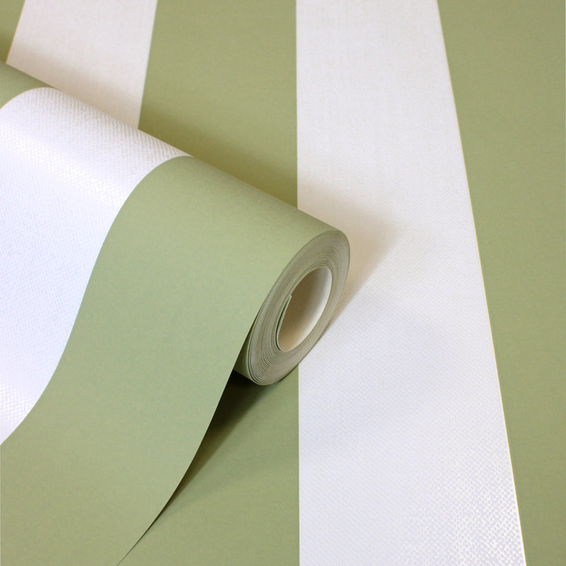 Papier peint à rayures Tavish, Vert