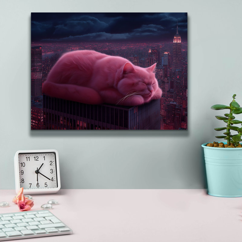 Toile épique Graffiti «Sleepy Cat» par Ann Klee, 16 po x 12 po, H 12 po x l 16 po