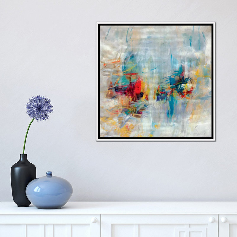 Reproduction d’art « New décennie » par Julian Spencer, H 18 po x l 18 po x 1,5 po, Toile blanche encadrée, Pas de tapis