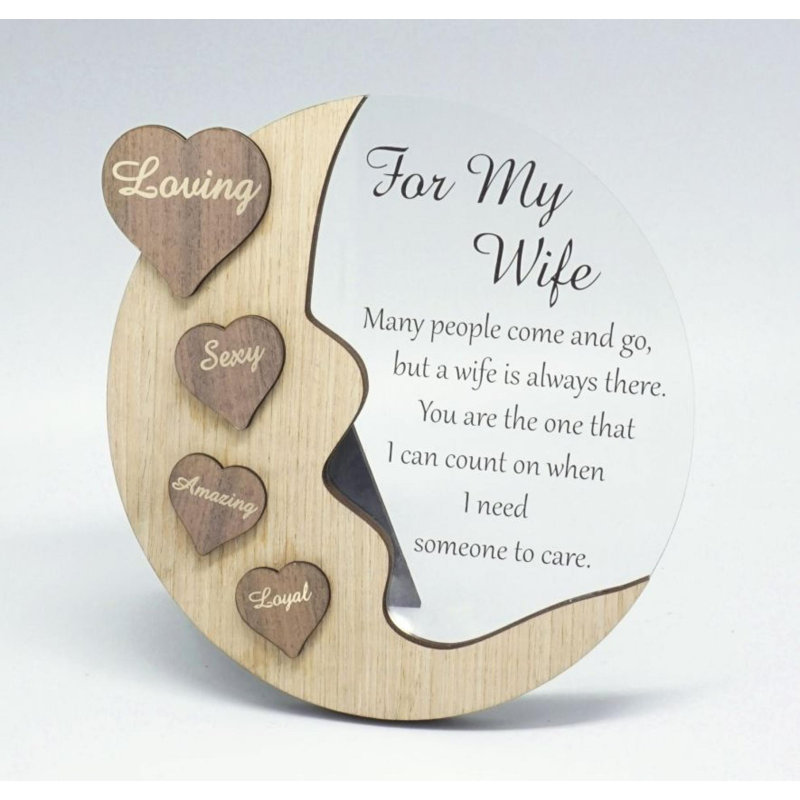 Lune avec mots sur les cœurs et message texte - plaque pour ma femme