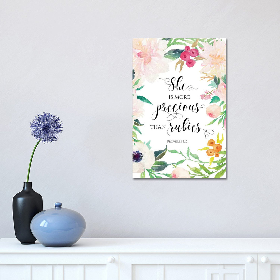 She Is More Precious Than Rubies - Proverbs 3:15 - Painting on Canvas