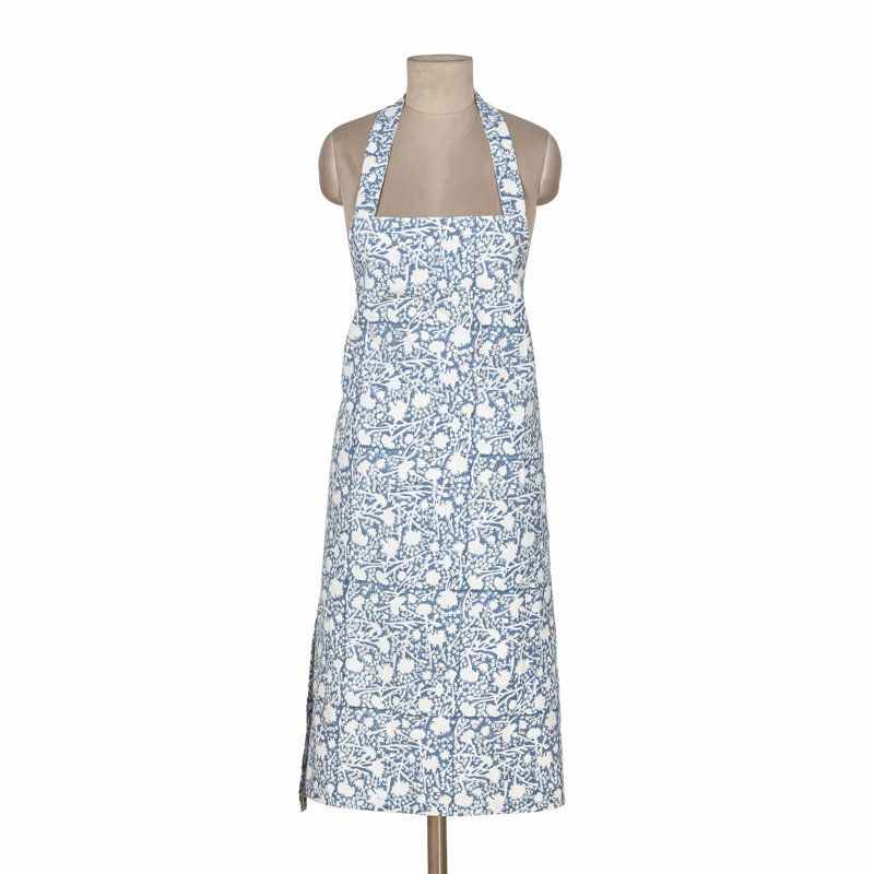 Floral Cotton Bib Apron, Blue