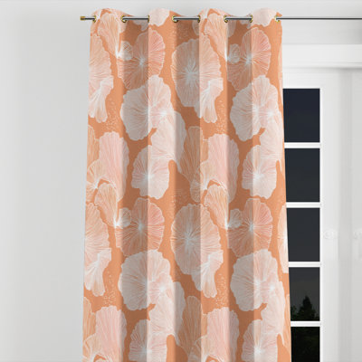 Coastal Curtain panels - Abstract Coral Beach Seashell Grommet Curtain - 1 Panel