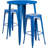 Gyala Round Metal Indoor-Outdoor Bar Table Set with 2 Square Seat Backless Stools-1742381548-1742387205
