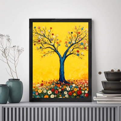 Art mural de style arbre floral encadré de style Gustav Klimt - avec impressions encadrées de style esthétique artistique