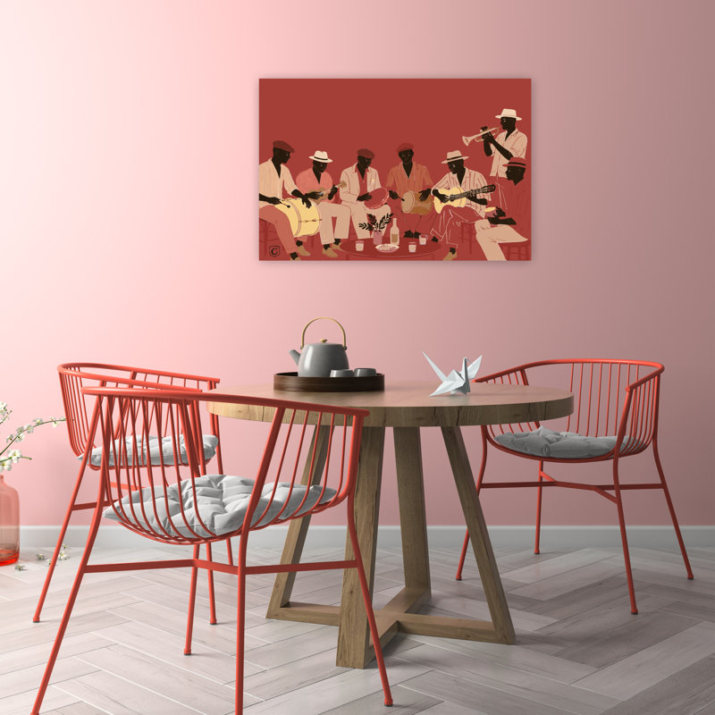 Reproduction d'art rétro rétro Musiciens, 24" H x 36" W