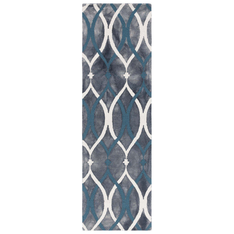 Amekia Hand Tufted Wool Geometric Rug, Runner 2'3" x 14'