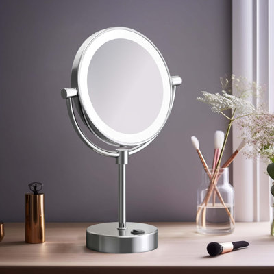 Miroir de maquillage circulaire autoportant