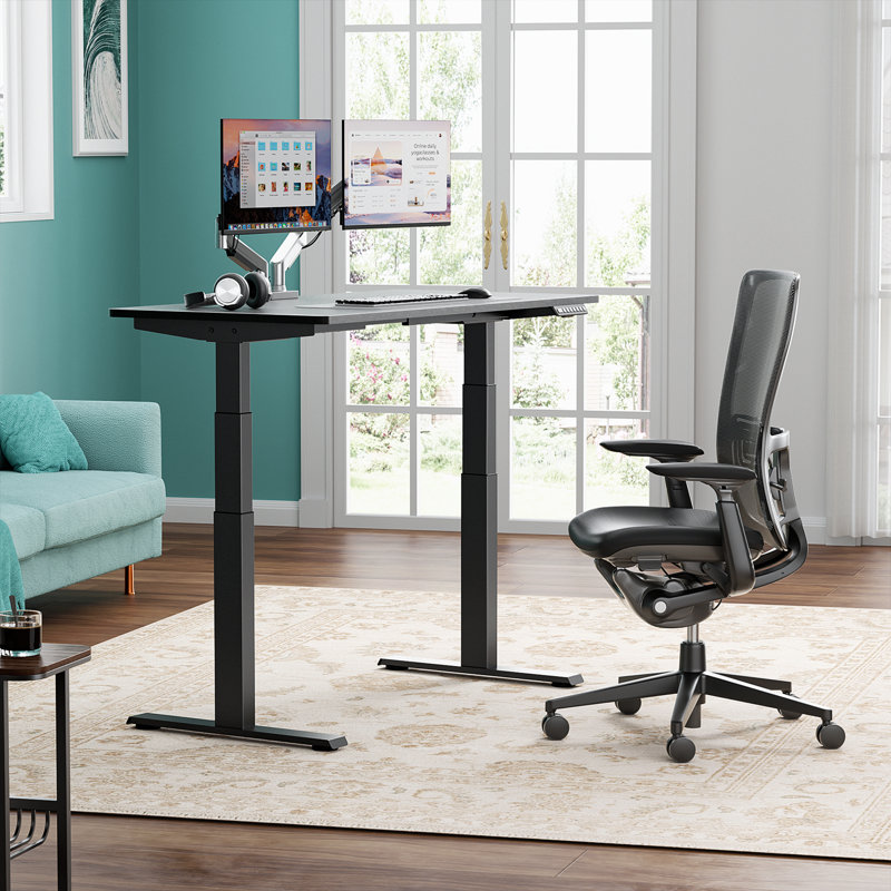  Bureau debout de qualité supérieure, Noir, Noir, H 49,3 po x l 48 po x P 24 po