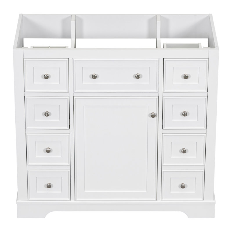Meuble-lavabo 36 po sans lavabo, base d'armoire seulement, une armoire et six tiroirs, blanc, Blanc