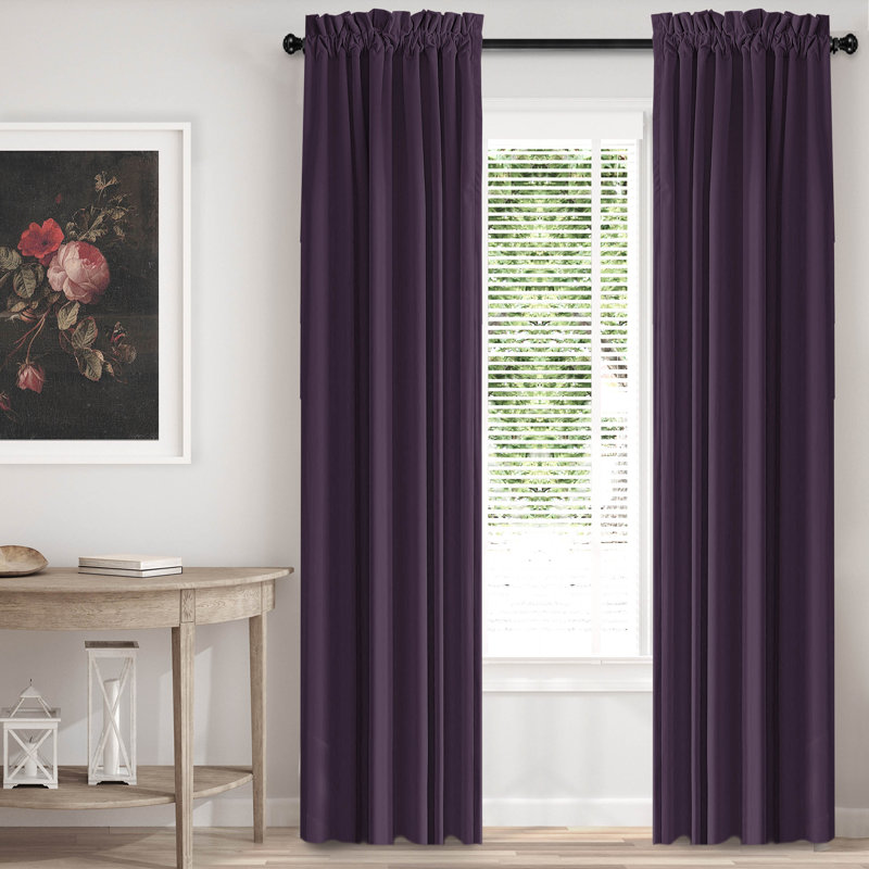 Velvet Room Darkening Curtain Pair, Purple, 50" x 108" 
