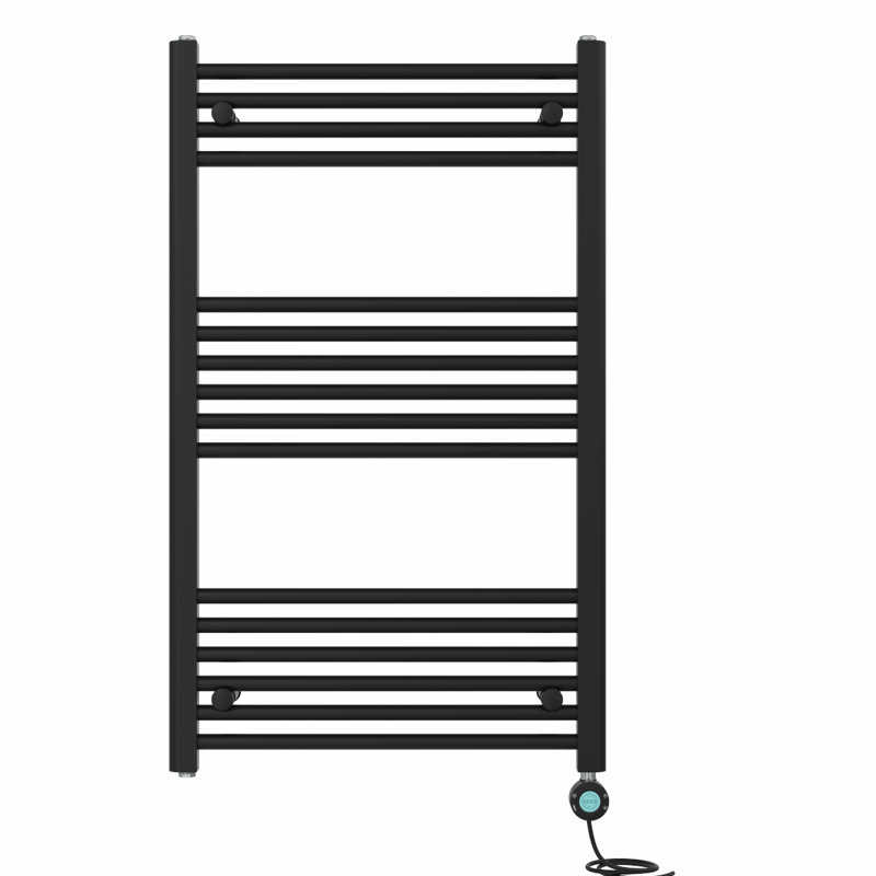 Artana Straight Towel Rail Heated Towel Rails, Black, 100cm H x 60cm W x 3cm D