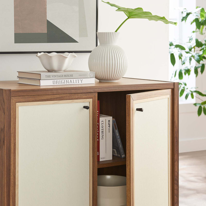 Capri 33" Wood Grain Storage Cabinet In Walnut