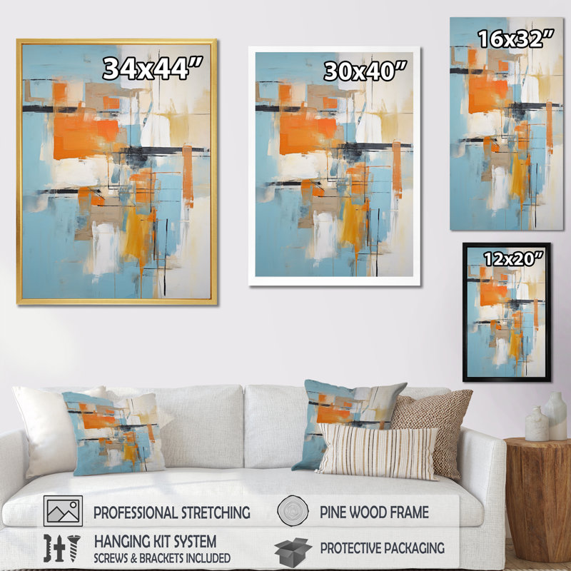 «Dialogue with Minimalisme Serene Blue Abstract I», reproduction d'art sur toile, H 44 po x l 34 po x P 1,5 po