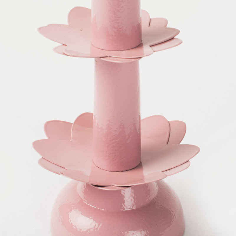 Mela Artisans Lotus Bloom Tapered Pink Candleholder, Pink
