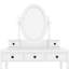 Meuble-lavabo blanc avec miroir réglable, 5 tiroirs de rangement et tabouret confortable, table de maquillage en bois de style rétro avec velours ovale - Bois massif assorti doublé