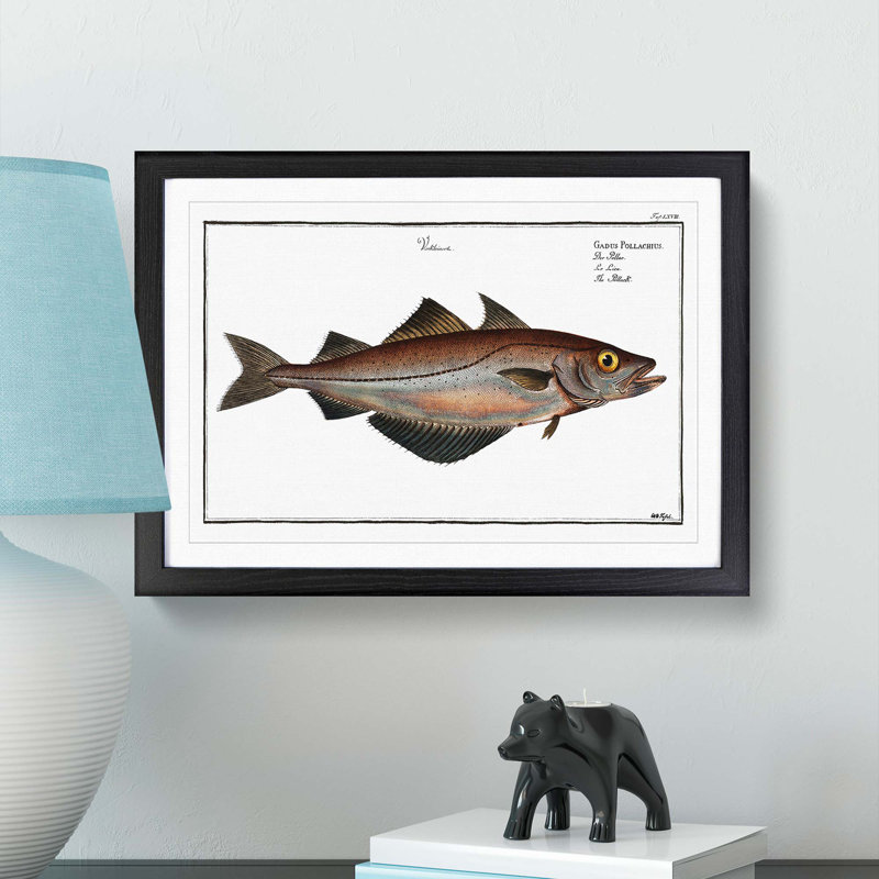 Pollock Fish by M.E. Bloch - Picture Frame Painting Print, 36cm H x 48cm W x 2cm D, Black Framed