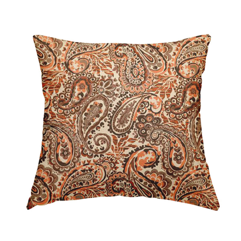 McGraw Paisley Square Cushion, 55cm H x 55cm W x 5cm D, Orange/Brown