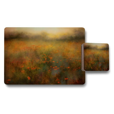 Meadow Wildflower Placemat And Coaster Set Floral Field Design