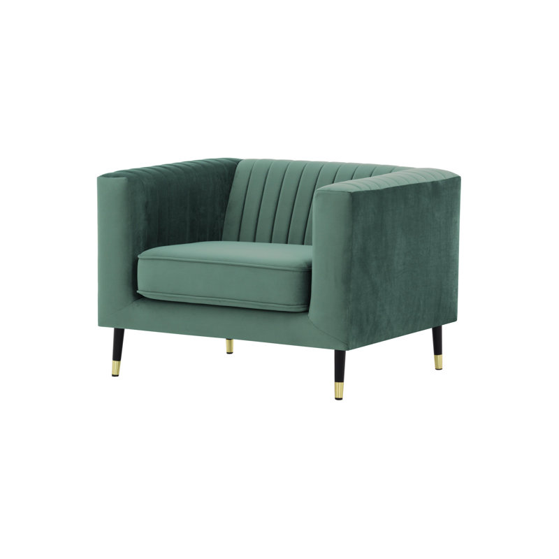 Clevenger Velvet Armchair, Azur blue
