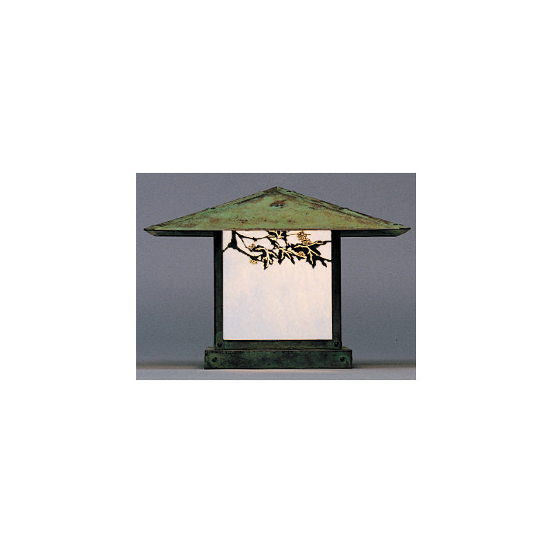 Paulis Pier Mount Light, 12.25" H x 17" W / Sycamore, Verdigris Patina, White Opalescent