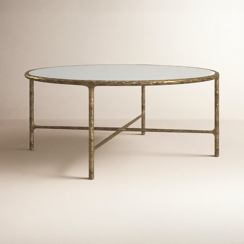 Table basse Evelynn, Marbre, Marbre blanc, Laiton