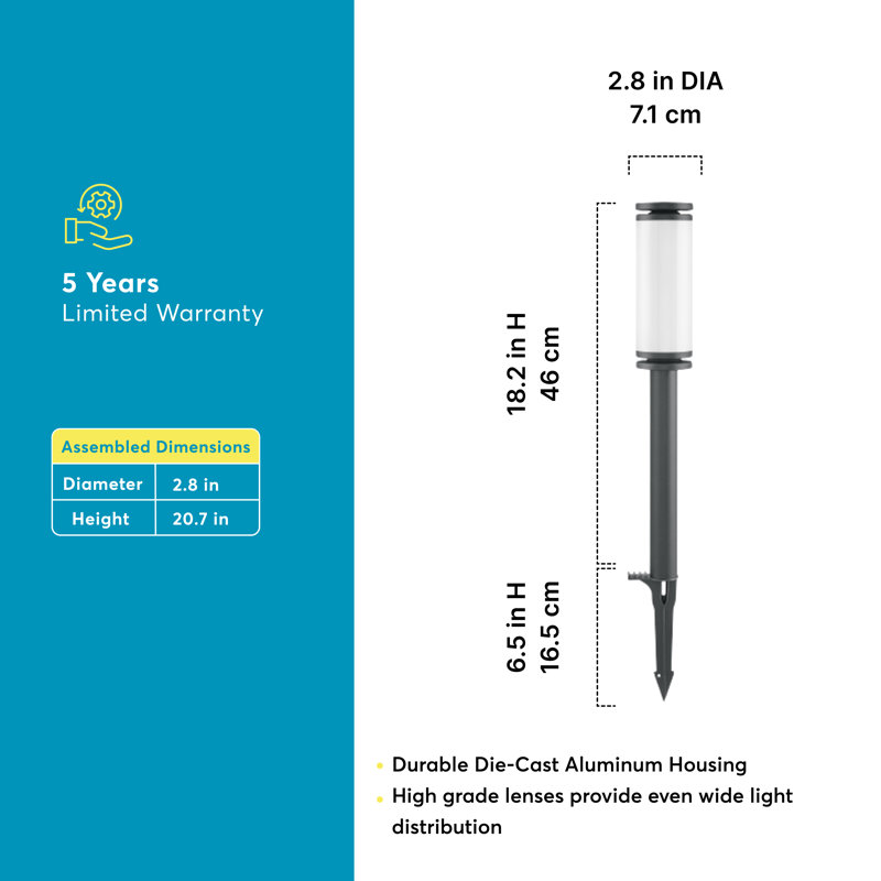Low Voltage Landscape Path Light – RGBW White Light, Modern Design, Durable Black Aluminum Finish, Easy Installation, Weather-Resistant, Heavy-duty Metal Stake