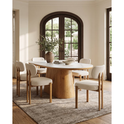 Chaises de salle à manger Aykah Mirae, chaises de cuisine modernes en tissu, chaises de salle à manger de style champêtre avec pieds en métal