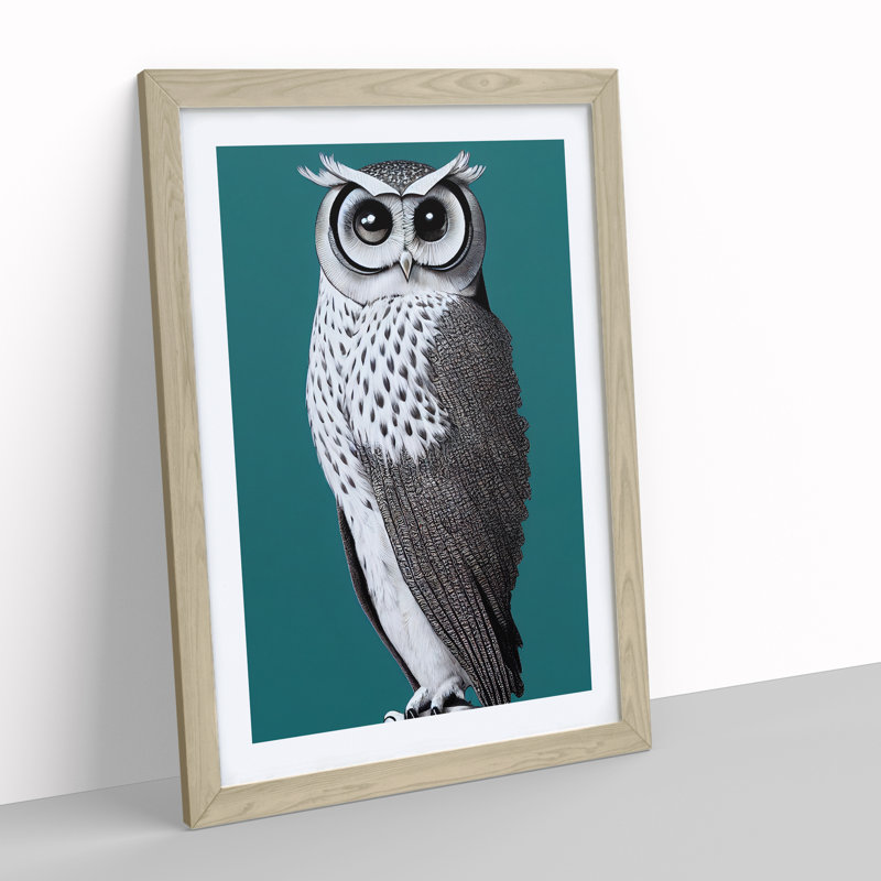 Curious Owl - Single Picture Frame Print, 64cm H x 46cm W x 2cm D, Oak