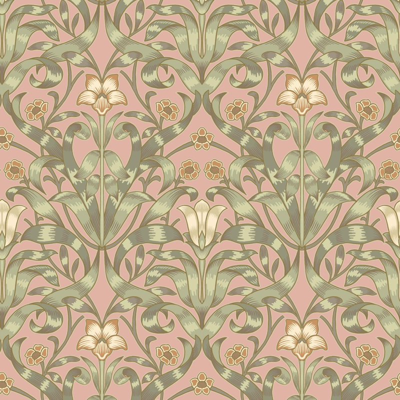Ribbon Lily - Wallpaper, Peel & Stick, Sunset Pink