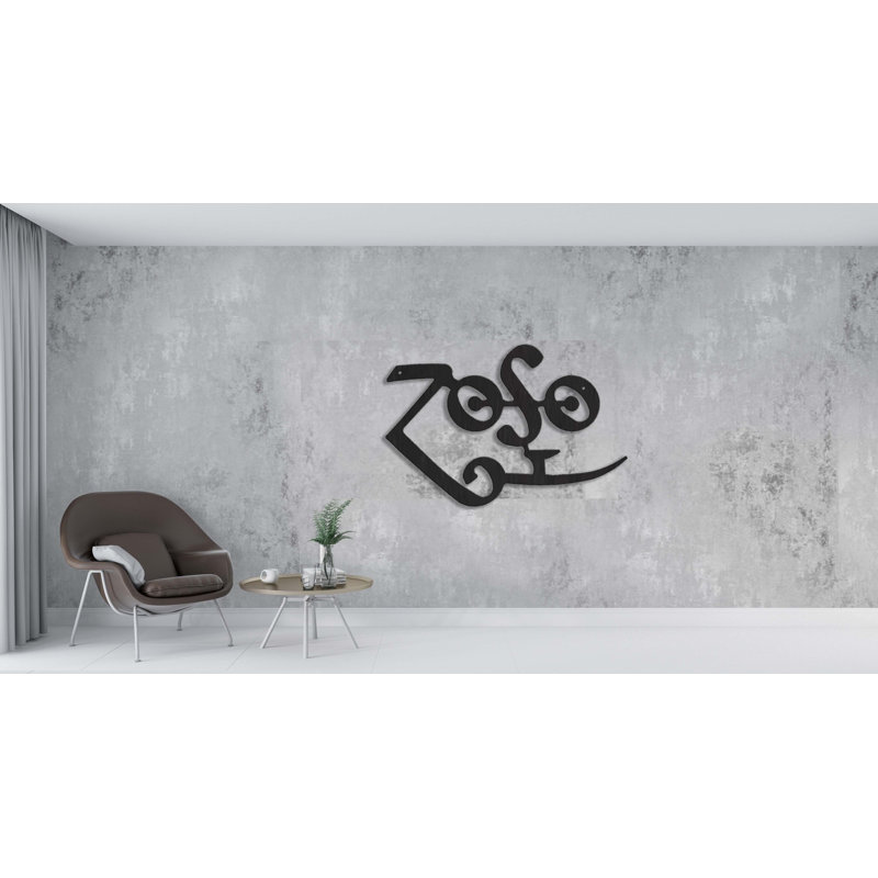 Décoration murale en métal Zeppelin Zoso, H 34,25 po x l 35,5 po x P 0,5 po, Noir