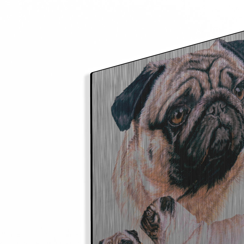«Pug» de luxe par Barbara Keith, art mural en métal «Pug» par Barbara Keith, H 24 po x l 16 po