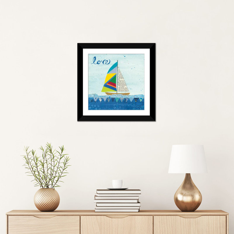 « arc-en-ciel spinnakers i », impression sur toile, H 18 po x l 18 po x P 1,5 po, Papier d'art encadré noir, Blanc
