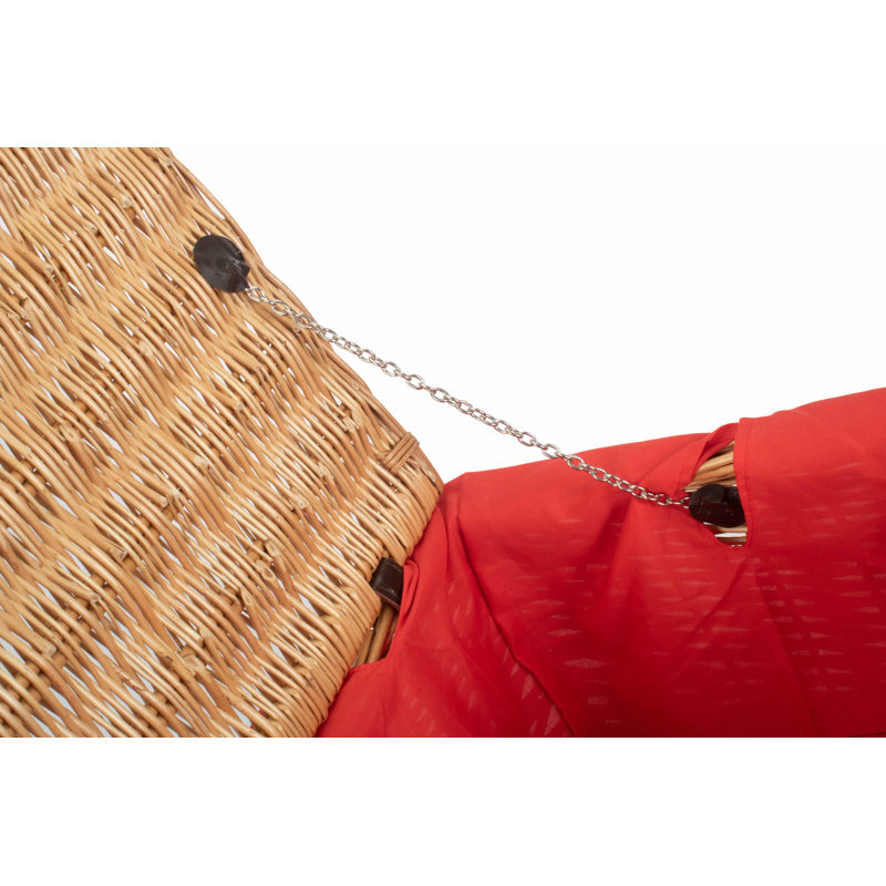 Wicker Hamper with Lining, 26cm H x 56cm W x 37cm D, Buff/Red