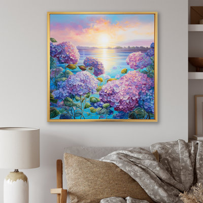 «Hortensia mauve par The Late», reproduction sur toile