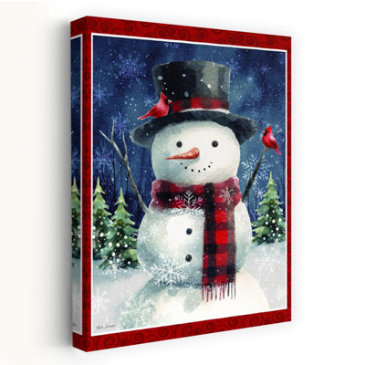 Christmas Snowman by Nicole DeCamp - Wrapped Canvas Print